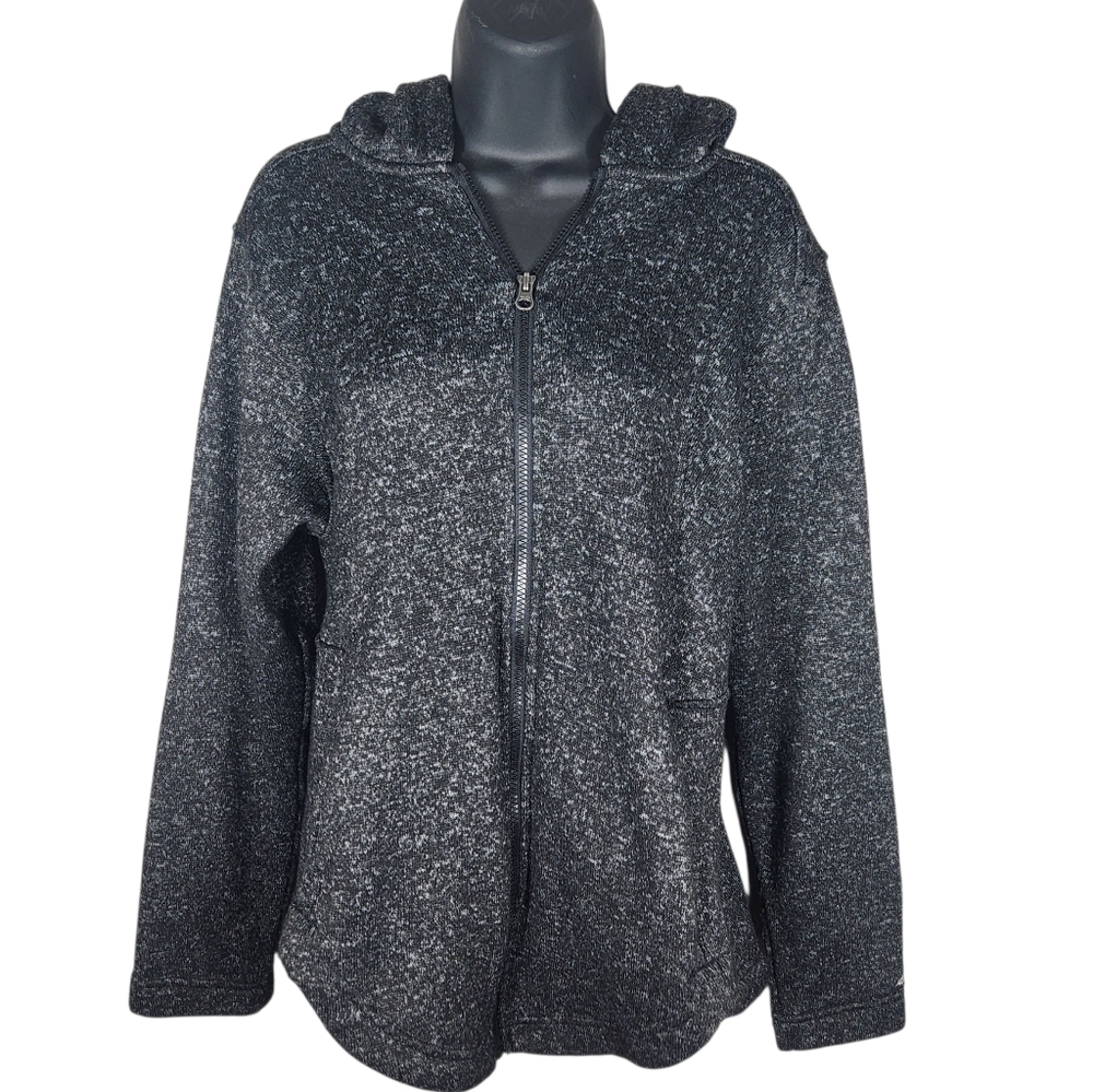 Eddie Bauer Radiator Fleece Hooded Jacket Size XL Womens Full Zip Black Hoodie